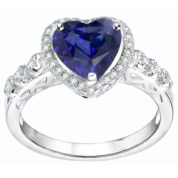 Bague De Fiançailles En Saphir Taille Cœur Véritable