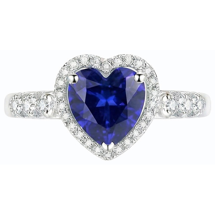 Bague De Fiançailles En Saphir Taille Cœur Véritable