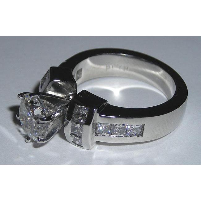 Bague De Fiançailles En Véritable Diamant De 2.71 Carats. Bijoux En Or Blanc