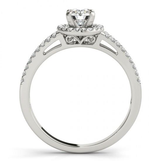Bague De Fiançailles En Véritable Diamant Halo Split Shank Jewelry 1.35 Carat WG 14K