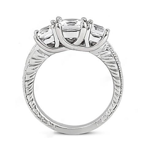 Bague De Fiançailles En Véritable Diamant Style Vintage 2.12 Ct. Or Blanc 14K