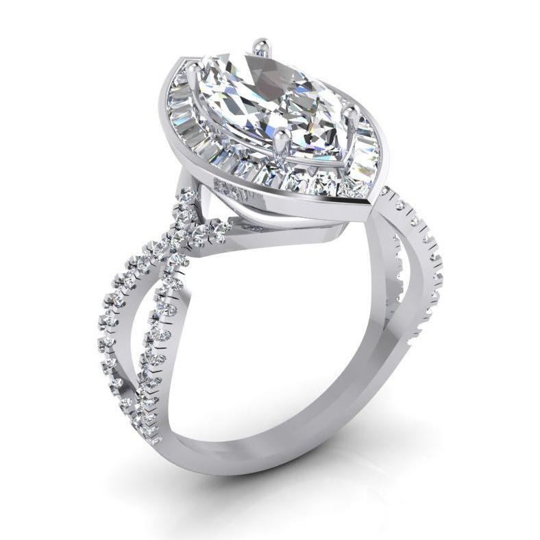 Bague De Fiançailles En Véritable Diamants Marquise Halo 5.50 Carats Bijoux Pour Femmes