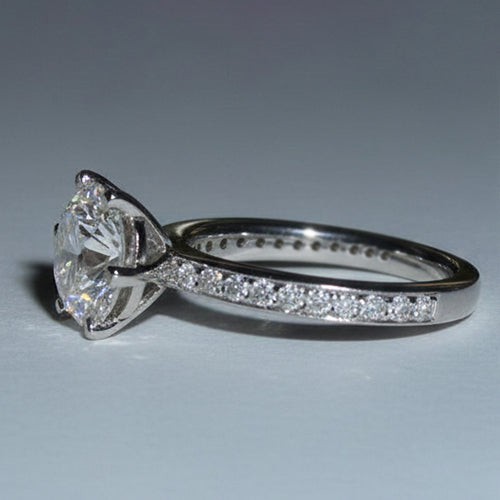 Bague De Fiançailles Et Bande De Naturel Diamants Naturels Extraits des Mines ( et non cultivés en laboratoire ) 5 Carats En Or Blanc 14K