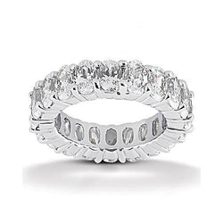 Bague De Fiançailles Eternité Réel Diamant Taille Ovale 4 Carats Or Blanc 14K