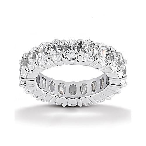 Bague De Fiançailles Eternité Réel Diamant Taille Ovale 4 Carats Or Blanc 14K