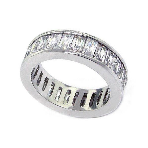 Bague De Fiançailles Eternité Réel Diamant Taille Radiant Serti De Barrettes 7.50 Carats