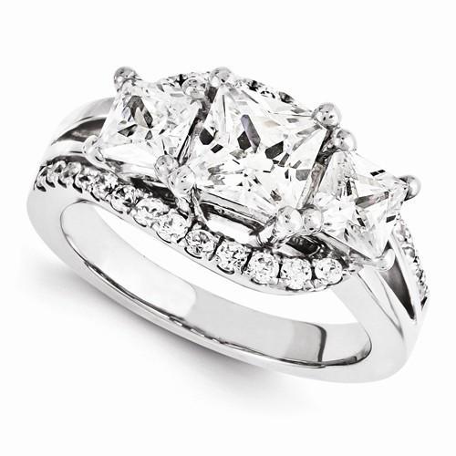 Bague De Fiançailles Fantaisie Trois Pierres Diamant 4 Carats Réel Diamant Nouveau