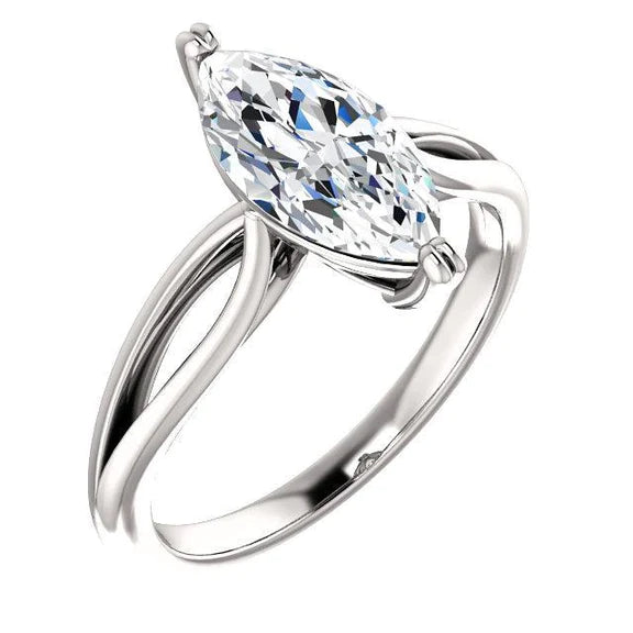 Bague De Fiançailles Femme Réel Diamant Solitaire 2,50 Carats Tige Fendue