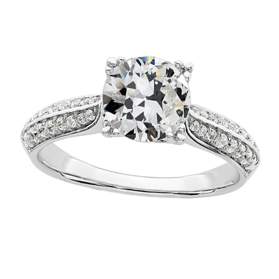 Bague De Fiançailles Femme Ronde Réel Diamant Taille Ancienne Mine 4 Carats Bijoux