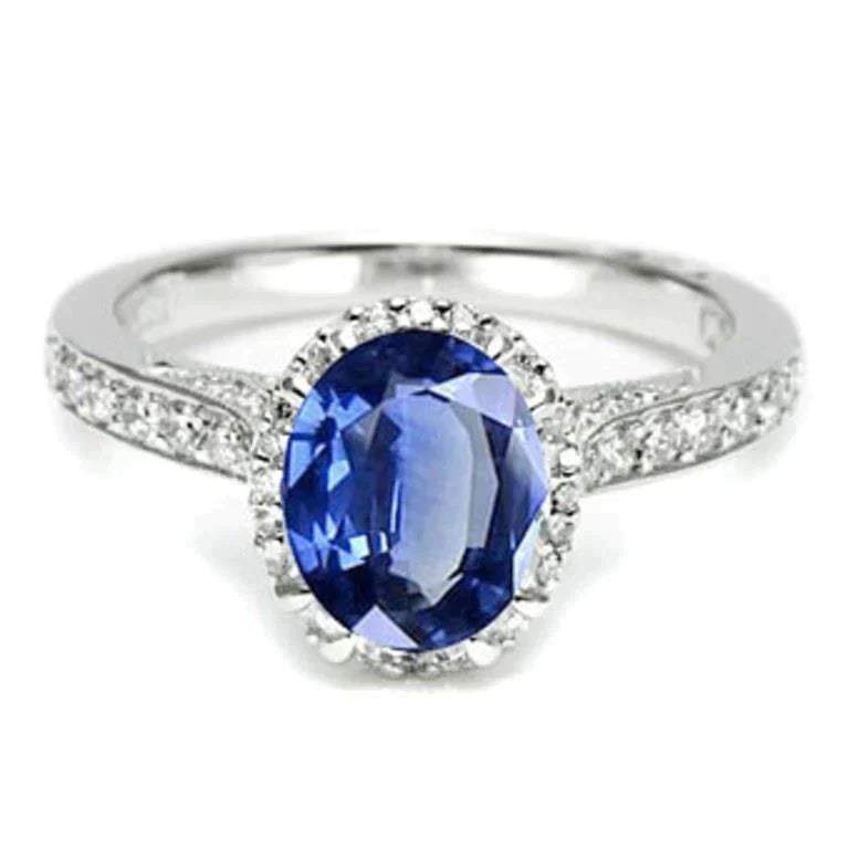 Bague De Fiançailles Gemme De Couleur Bleue