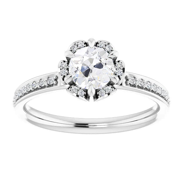 Bague De Fiançailles Halo 3 Carats Ronde Bijoux En Réel Diamant Taille Ancienne Mine