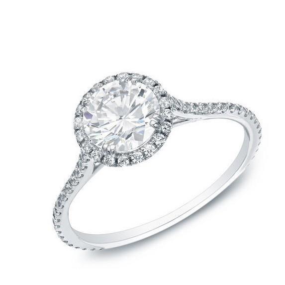 Bague De Fiançailles Halo 3.25 Carats Véritable Diamant Rond Or Blanc 14K