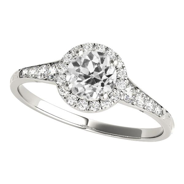 Bague De Fiançailles Halo Dames Rondes Naturel Diamants Taille Ancienne Mine 3.50 Carats