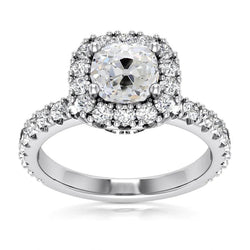 Bague De Fiançailles Halo De 5.75 Carats Avec Coussin De Taille Ancienne. Bijoux En Réel Diamant