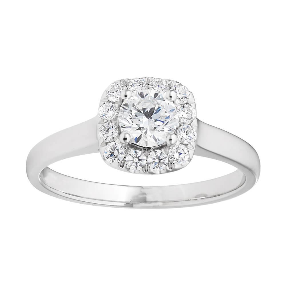 Bague De Fiançailles Halo De Naturel Diamants Ronds 2.70 Carats Or Blanc 14K