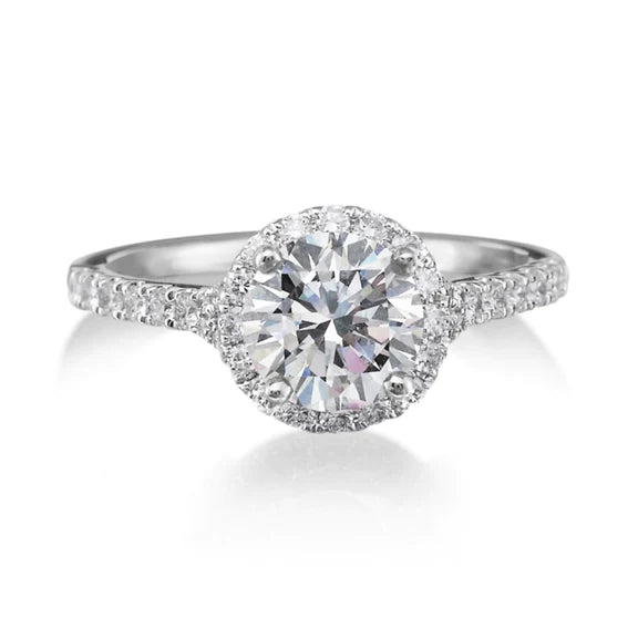 Bague De Fiançailles Halo De Réel Diamants 1.36 Carats