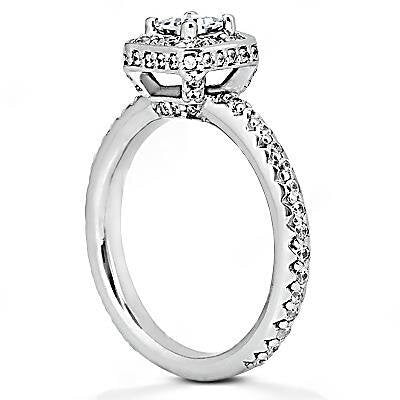 Bague De Fiançailles Halo De Réel Diamants En Or Blanc 2.47 Ct.