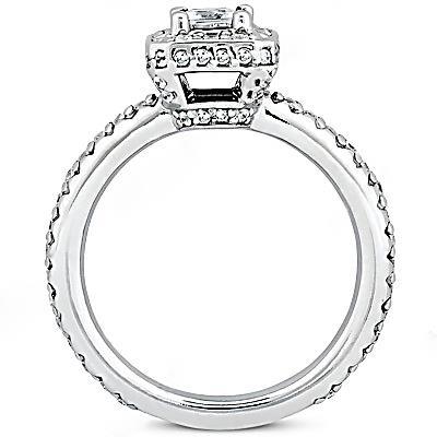 Bague De Fiançailles Halo De Réel Diamants En Or Blanc 2.47 Ct.