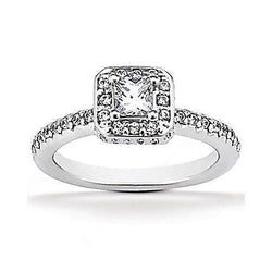 Bague De Fiançailles Halo De Réel Diamants En Or Blanc 2.47 Ct.