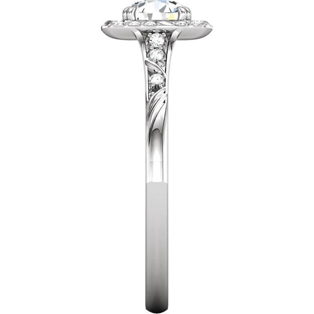 Bague De Fiançailles Halo De Réel Diamants Ronds 1.67 Carats Or Blanc 14K