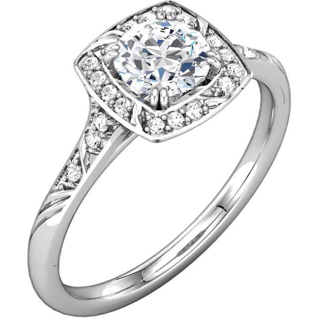 Bague De Fiançailles Halo De Réel Diamants Ronds 1.67 Carats Or Blanc 14K