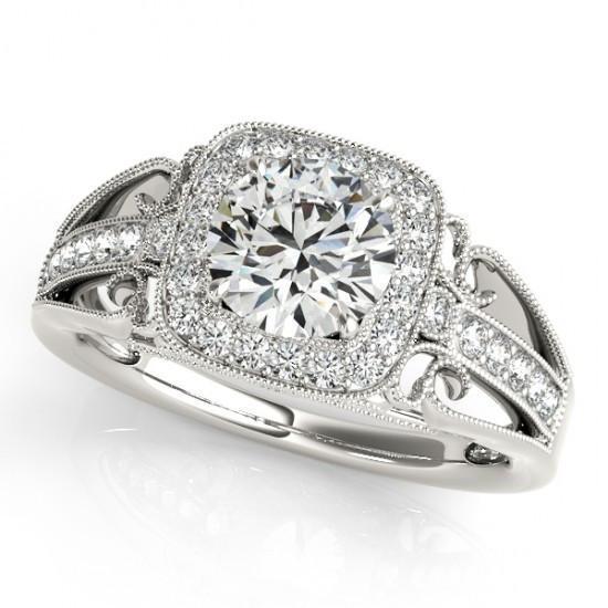Bague De Fiançailles Halo De Réel Diamants Ronds 2.25 Carats Or Blanc 14K