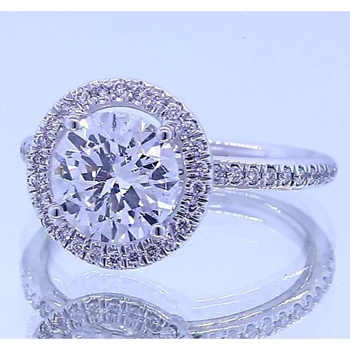 Bague De Fiançailles Halo De Véritable Diamants Ronds 3 Carats En Or Blanc 14 Carats
