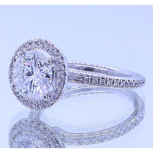 Bague De Fiançailles Halo De Véritable Diamants Ronds 3 Carats En Or Blanc 14 Carats