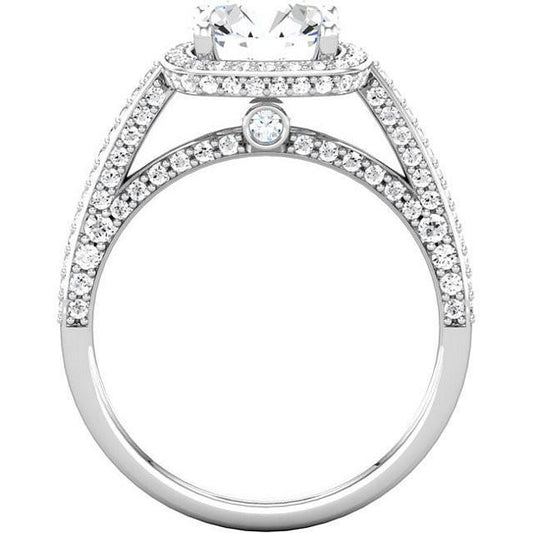 Bague De Fiançailles Halo De Véritable Diamants Ronds De 2.31 Carats En Or Blanc 14K