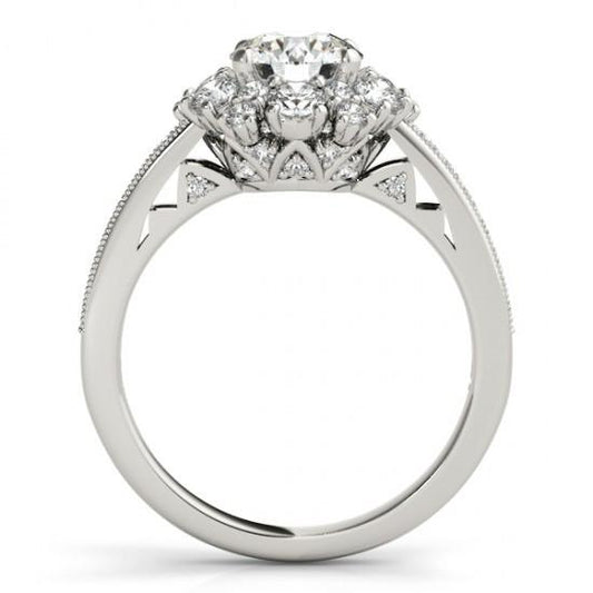 Bague De Fiançailles Halo De Véritable Diamants Ronds De 2.50 Carats En Or Blanc Massif 14K