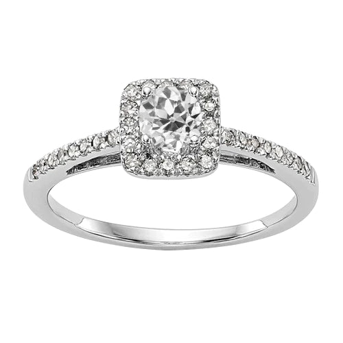 Bague De Fiançailles Halo Pour Femme Avec Accents Réel Diamant Taille Ancienne 3 Carats
