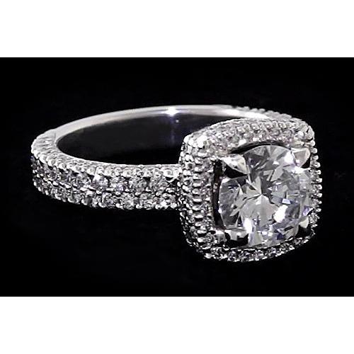 Bague De Fiançailles Halo Réel Diamant Rond 3.50 Carats