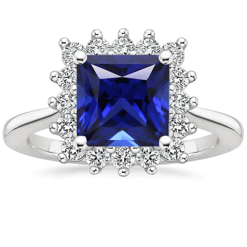 Bague De Fiançailles Halo Saphir 5 Carats