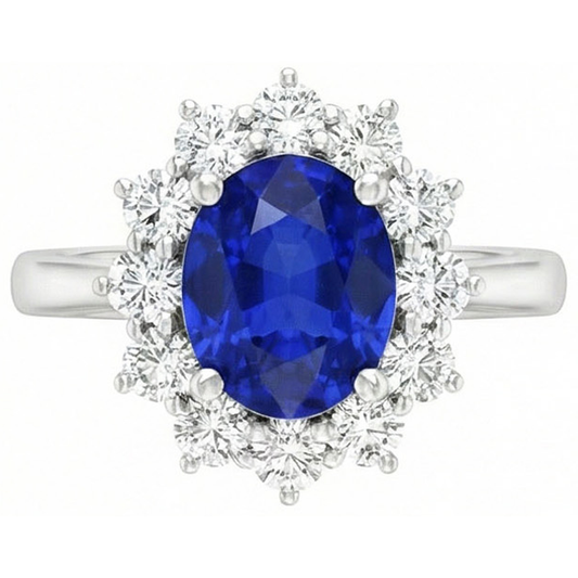 Bague De Fiançailles Halo Saphir