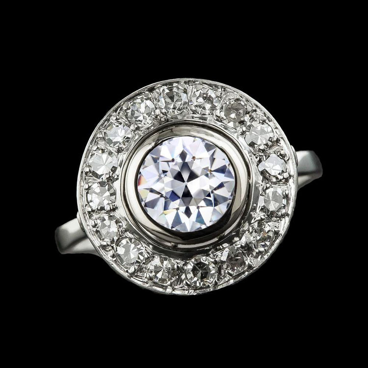 Bague De Fiançailles Halo Sertie Clos Rond Vieux Mineur Véritable Diamonds 4 Carats