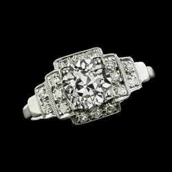 Bague De Fiançailles Halo Taille Ancienne Réel Diamant Rond Avec Etapes 3.75 Carats