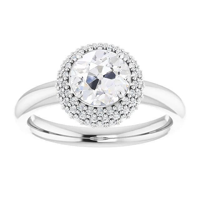 Bague De Fiançailles Halo Taille Ancienne Sertie De Griffes De Véritable Diamants 5 Carats En Or 14 Carats