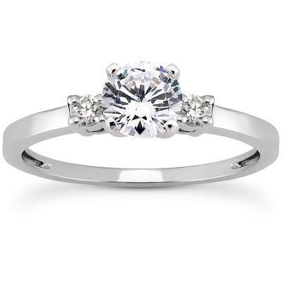 Bague De Fiançailles Naturel Diamant Coupe Ronde A Trois Pierres De 2.50 Ct En Or Blanc 14K