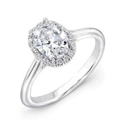 Bague De Fiançailles Naturel Diamant Coupe Ronde Ovale Halo 3.2 Ct