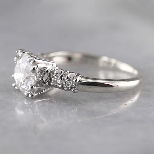 Bague De Fiançailles Naturel Diamant Rond 2 Carats Or Blanc 14K