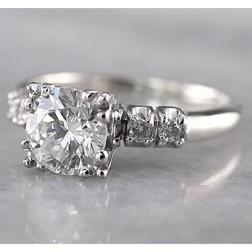 Bague De Fiançailles Naturel Diamant Rond 2 Carats Or Blanc 14K