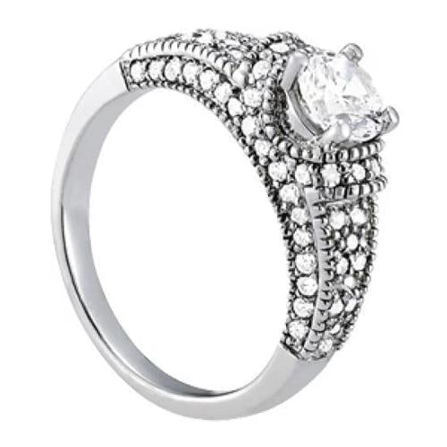 Bague De Fiançailles Naturel Diamant Rond Etincelant De 1.50 Carat En Or Blanc 14K