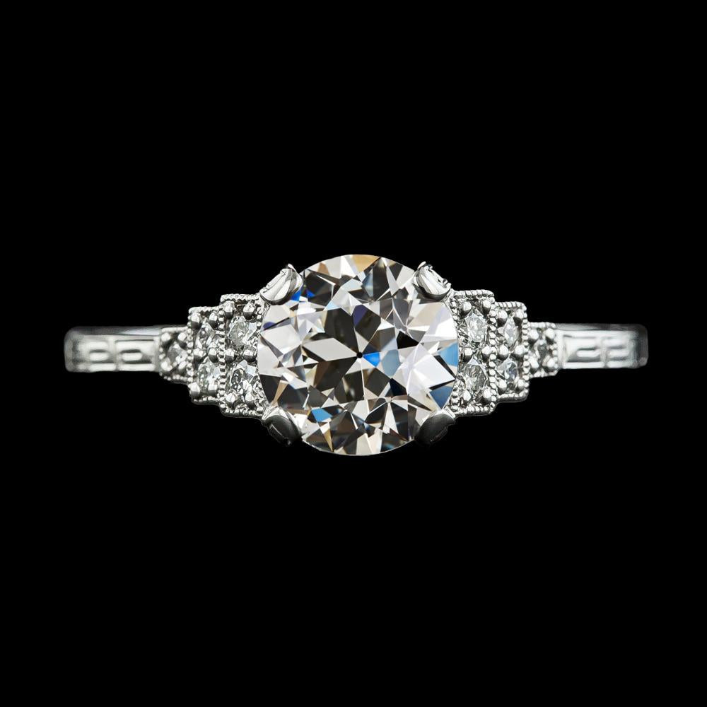 Bague De Fiançailles Naturel Diamant Rond Européen 3 Carats Or Blanc