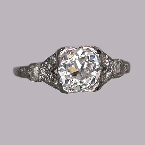 Bague De Fiançailles Naturel Diamant Rond Rustique