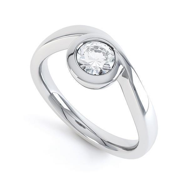 Bague De Fiançailles Naturel Diamant Rond Solitaire 1 Carat Or Blanc 14K