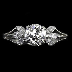 Bague De Fiançailles Naturel Diamant Rond Taille Ancienne Marquise 2.50 Carats