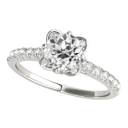 Bague De Fiançailles Naturel Diamant Rond Taille Ancienne Mine 3.50 Carats