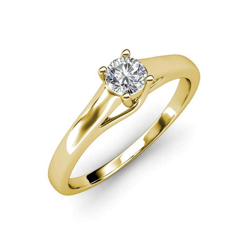 Bague De Fiançailles Naturel Diamant Solitaire 1.25 Carat Or Jaune 14K