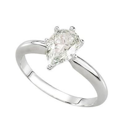 Bague De Fiançailles Naturel Diamant Solitaire Poire 1.75 Carat Or Blanc 14K