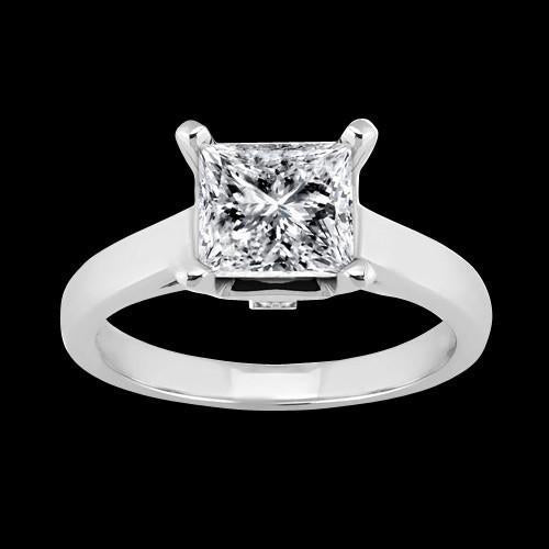 Bague De Fiançailles Naturel Diamant Solitaire Princesse 1,60 Carat